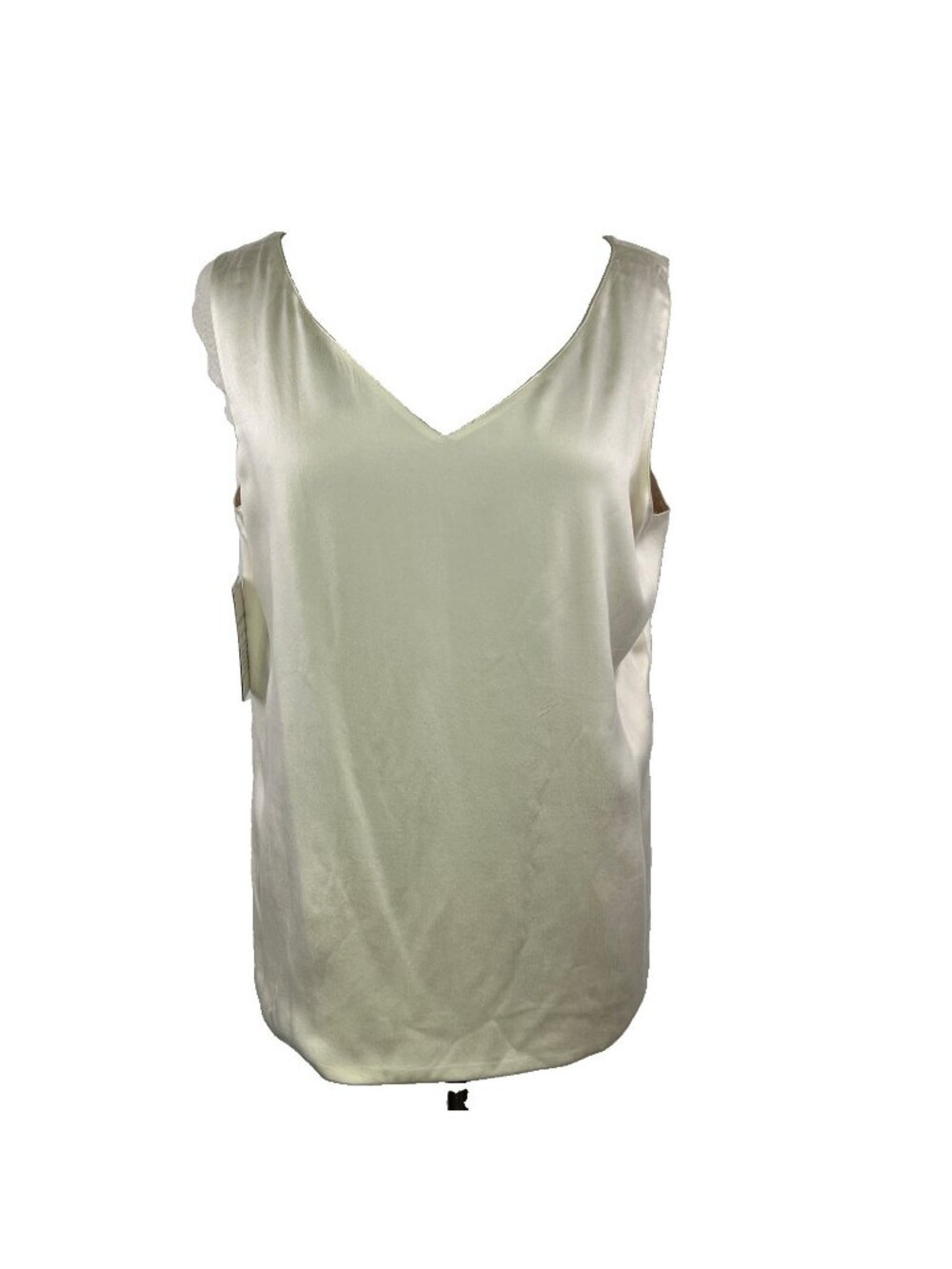 Dana Buchman Size 14 100% Silk Cream and Tan Reversible V-Neck Tank Blouse